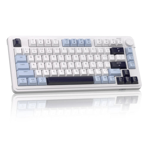 Magegee GK950 Compact Tri-Mode Gaming Membrane Keyboard - 2.4G/Bluetooth/Type-C Stable Connection, 3-Way RGB Lighting, Multi-Functional Knob, Mixed Colors Keycaps, Glacier Blue & Other Color Variants, Dual-System PC Support