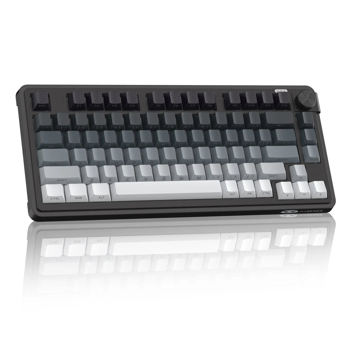 Magegee GK950 Compact Tri-Mode Gaming Membrane Keyboard - 2.4G/Bluetooth/Type-C Stable Connection, 3-Way RGB Lighting, Multi-Functional Knob, Mixed Colors Keycaps, Glacier Blue & Other Color Variants, Dual-System PC Support