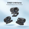 EMEET C100 USB Webcam — 2K/4K, Fixed Focus, 66° FOV, Built-in Mic & Privacy Cover