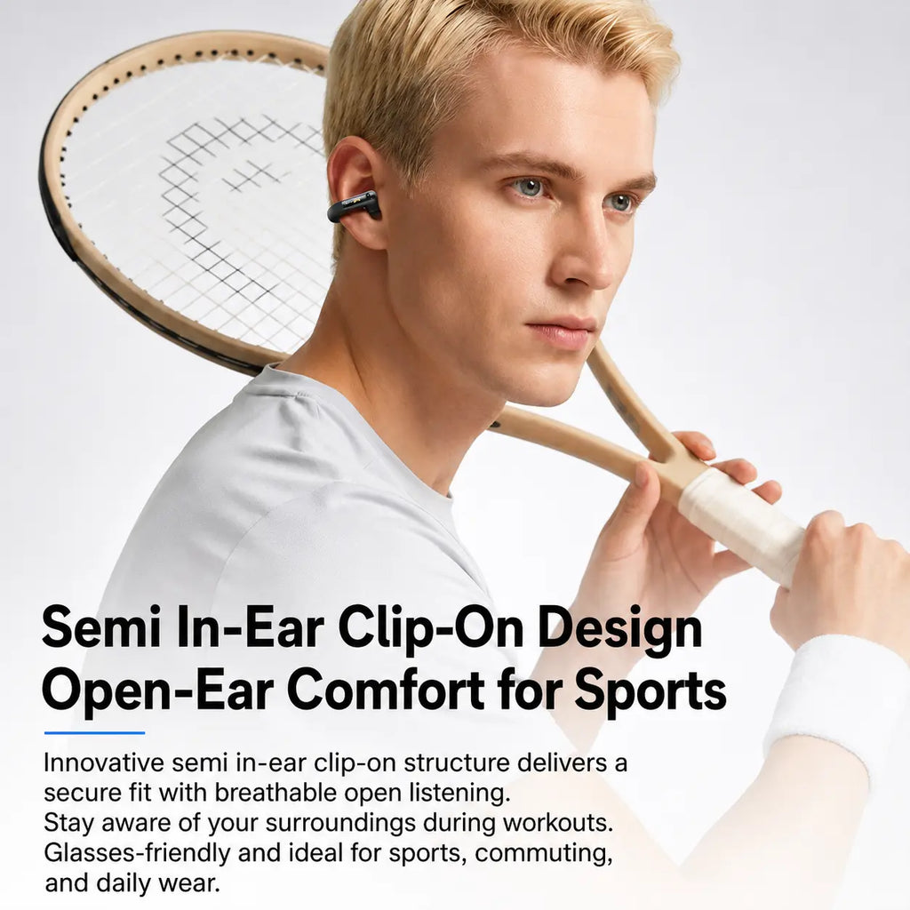MONSTER Open Ear Clip-On Earbuds - Bluetooth 6.0 Wireless Audio Earphones with 13Mm Drivers, 4.3G Ultra-Light J-Shaped Fit, ENC Calls, 165H Playtime, Water-Resistant Sports Headphones for Running, Back to School