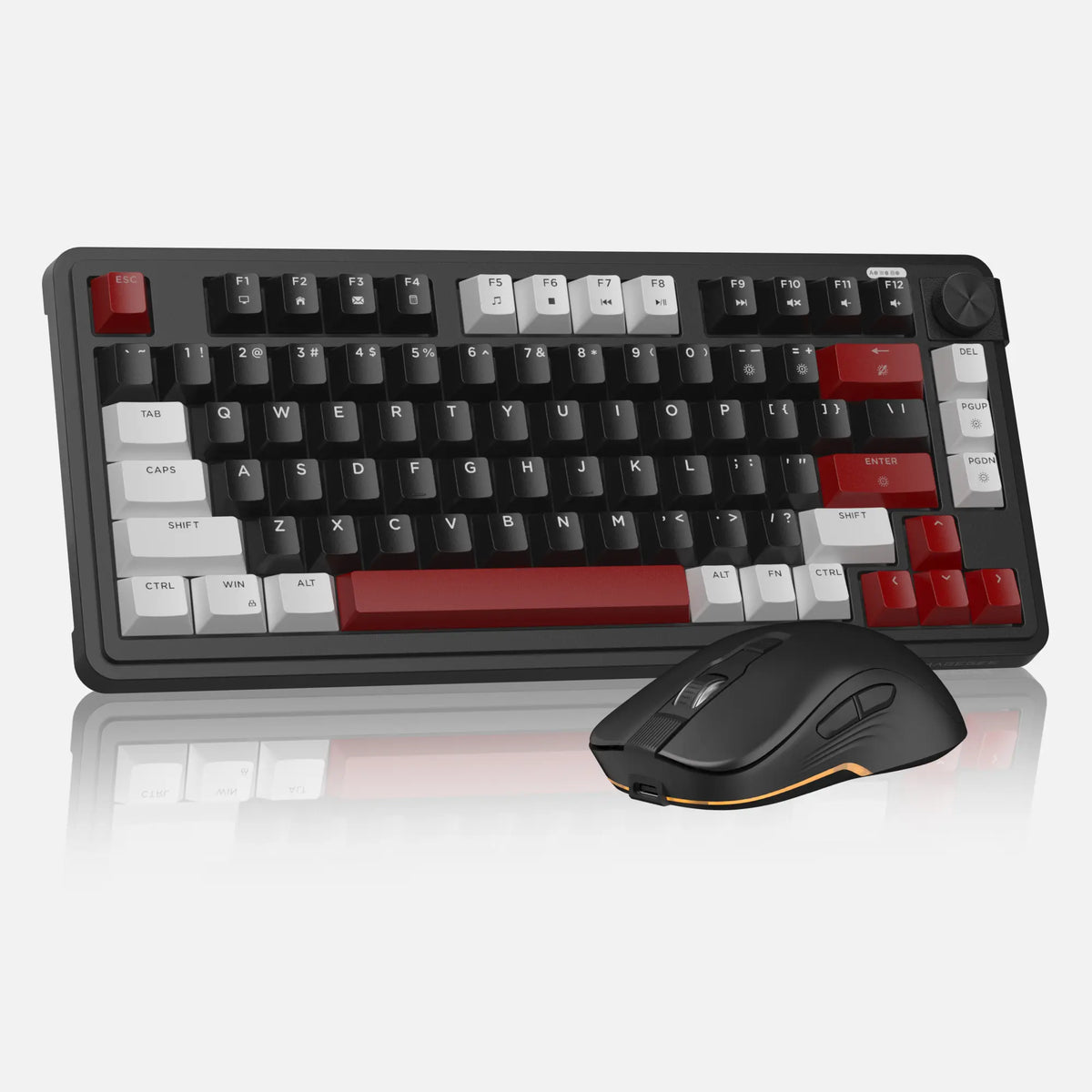 Magegee GK950 Compact Tri-Mode Gaming Membrane Keyboard - 2.4G/Bluetooth/Type-C Stable Connection, 3-Way RGB Lighting, Multi-Functional Knob, Mixed Colors Keycaps, Glacier Blue & Other Color Variants, Dual-System PC Support